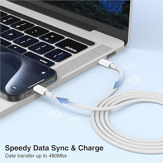 LOFPYE 3-Pack Grey 6.6FT 60W USB C to USB C Cable, Type C Fast Charging Cable for iPhone Air 17 16e 16 15 Pro Plus Pro Max,for Galaxy S25/S24, for iPad Pro/Air/mini, for MacBook Pro/Air and More