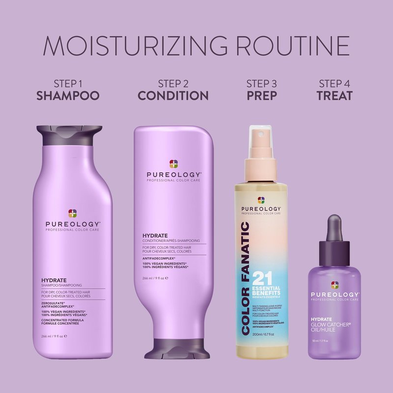 Pureology Hydrate Glow Catcher Hair Oil - Up to 72 Hours of Hydration & Shine, All Day Anti-Frizz, For Dry Hair, Lightweight Heat Protectant, Color Safe