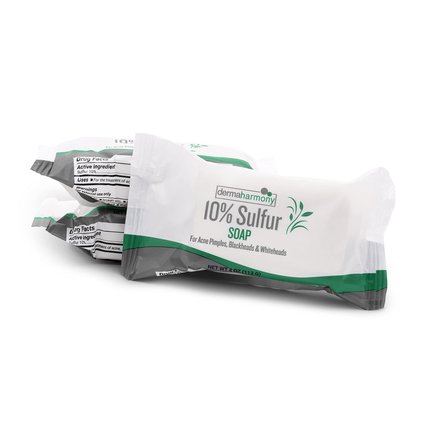 Dermaharmony 10% Sulfur with Tea Tree Oil Acne Bar Soap 4 oz (3 Bars)