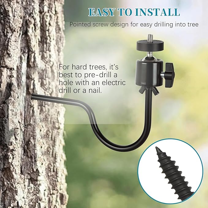 Axmorety 3 Pcs Trail Camera Tree Mount,1/4 in Screw,360° Adjustable Screw Security Cam Mount for Game Cameras, Solar Panels, etc, Easy to Install & Heavy Duty
