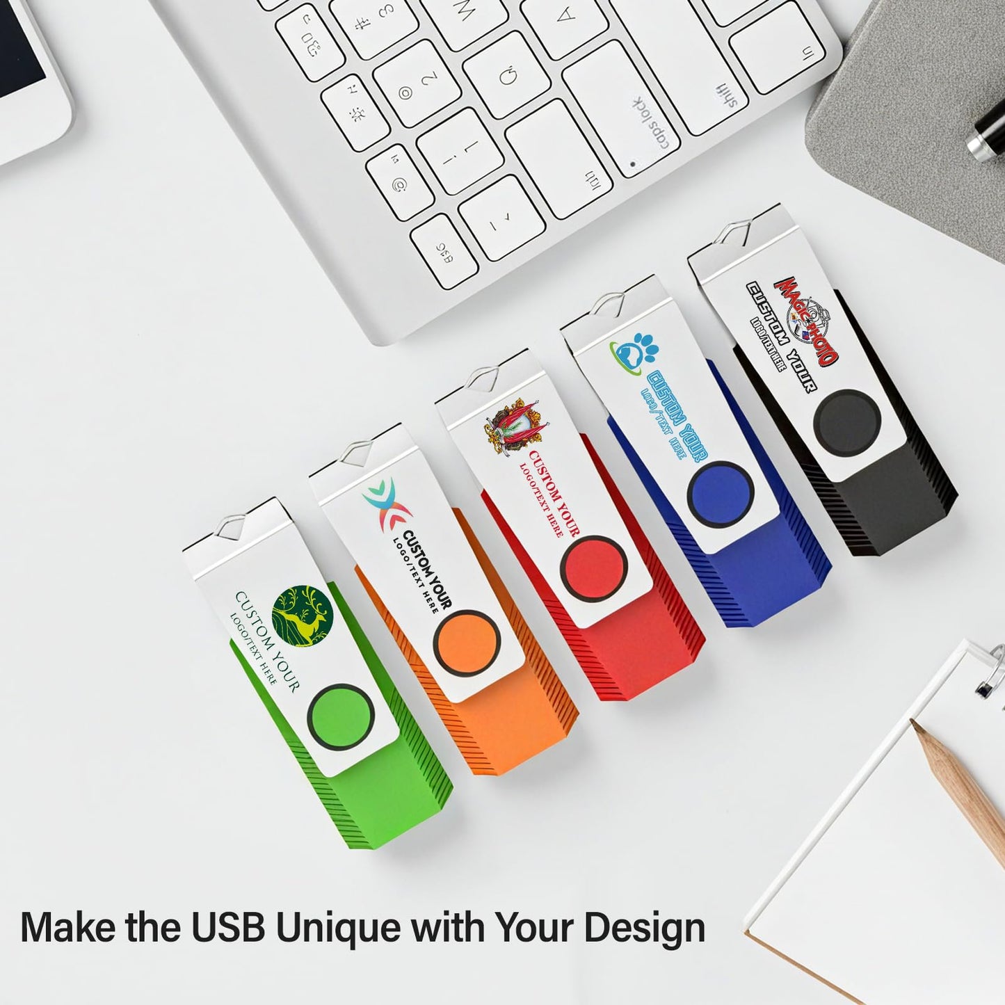 8GB Flash Drive 10 Pack, Wooolken USB 2.0 Memory Stick Thumb Drive with Lanyards Swivel USB Stick for Data Storage and Backup (Mixed Colors)