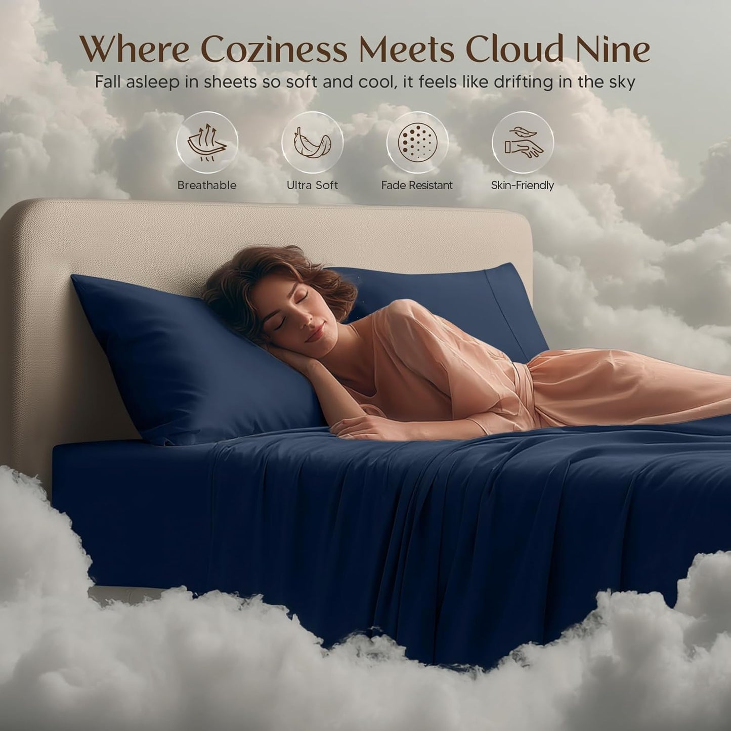 Utopia Bedding King Size Sheet Set - Soft, Breathable Microfiber | 4-Piece Navy Blue Bed Sheets