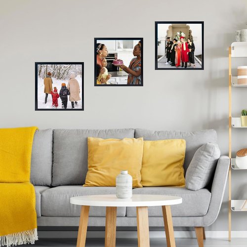 JCJMY 12x12 Inch Picture Frame - Versatile Horizontal & Vertical Wall Display | Shatter-Resistant Plexiglass, Black
