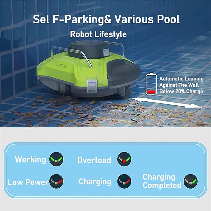 Cordless Robotic Pool Cleaner,360° Powerful Cleaning with Smart Route Planning,Automatic Vacuum for Effortless Pool Maintenance