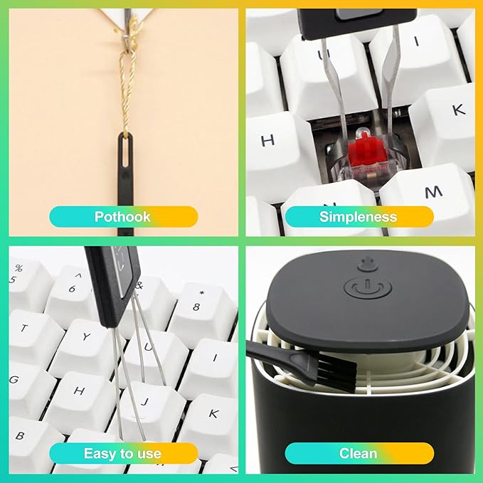 KornaDoz 3-Piece Keycap & Switch Puller Tool Kit – Durable Stainless Steel Mechanical Keyboard Keycap Remover with Cleaning Brush (Anti-Rust Design, Ideal for DIY & Maintenance)