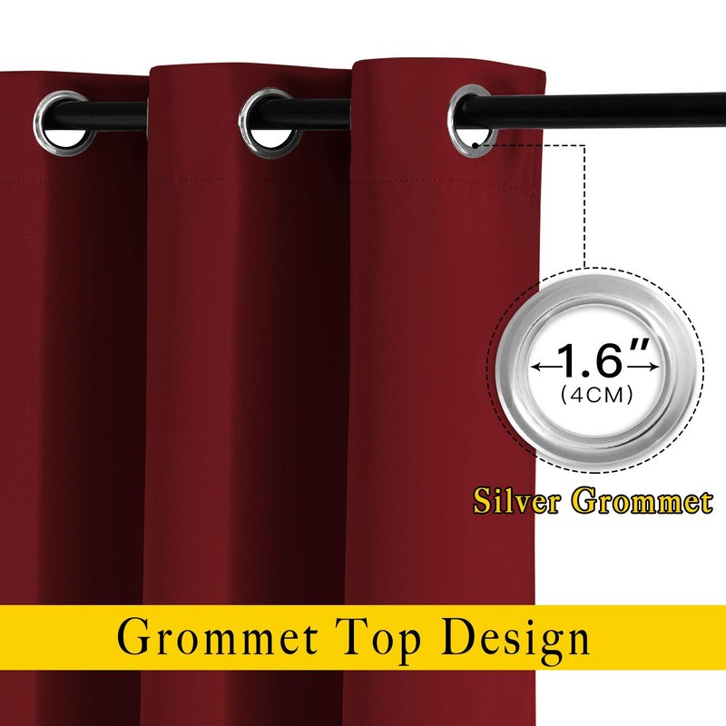 NICETOWN Burgundy Red 102 inch Curtains for Bedroom, Grommet Blackout Curtains Thermal Window Treatments for Christmas/Thanksgiving Day, W66 x L102, 2 Panels