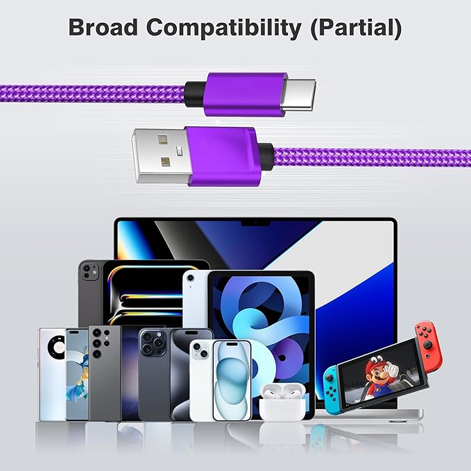 Elebase Charger Cord for AirPods Pro 3, USB A to USB C Cable 3Pack (1.5/3.3/6.6FT), Multi Length Type C Charging Cord for AirPods 4/Pro 2, iPhone 17/16/15, Samsung S26/S25