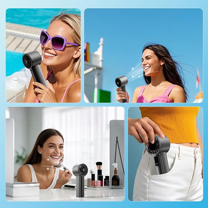 PANERGY Handheld Fan with Ice Cooler, Mini Portable Fan Rechargeable, 18Hrs Cooling, 0-100 Adjustable Speed, Small Yet Powerful, Personal Hand Fans for Travel, Beach, Outdoor, Makeup, Gifts for Women