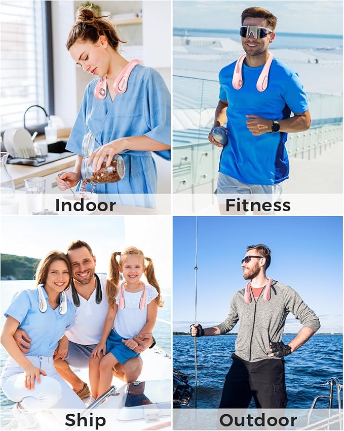 Portable Bladeless Neck Fan, Mothers Day Gifts for Mom Women Hot Flash, Birthday Gift for Men Dad Father Teacher, Wearable Cooling Fan Rechargeable for Camping Travel Beach Golf Cruise Essentials 2026