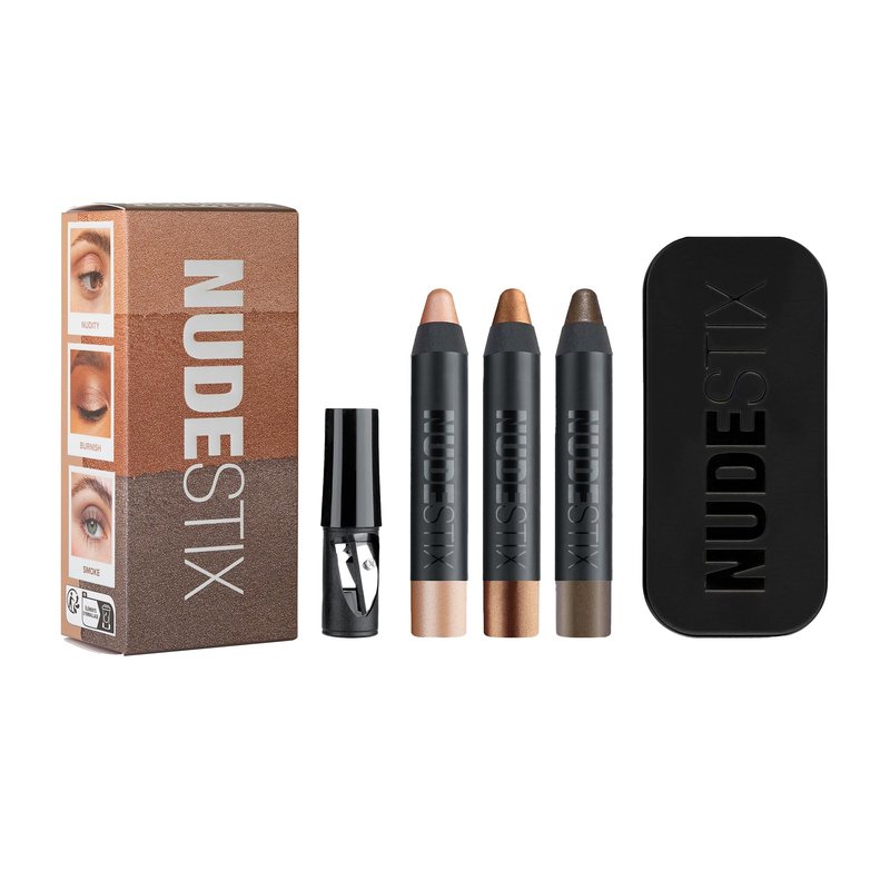 Nudestix Mini Nude Metallic Eye Kit â 3-Piece Cream Eyeshadow Pencil Set in Long-Wear Metallic Nude Shades | Multi-Use Eye Crayons for Shadow, Liner & Primer | Vegan, Travel-Friendly Makeup Set