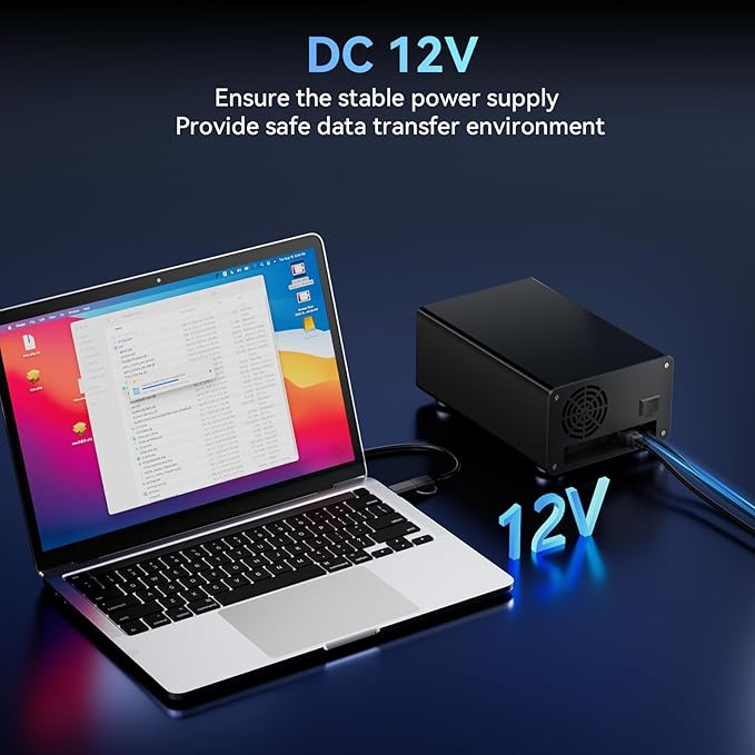 CENMATE Aluminum 2 Bay Hard Drive Enclosure with Cooling Fan for 2.5“/3.5" SATA HDD/SSD with USB A/C 3.0, Support Hot Swappable, Tool-Free HDD Enclosure, DAS(NO RAID/NAS)