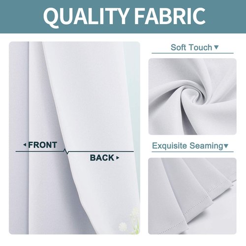 ChrisDowa Grommet Room Darkening Curtains for Bedroom and Living Room - 2 Panels Set Thermal Insulated Blackout Curtains (Greyish White, 52W x 63L
