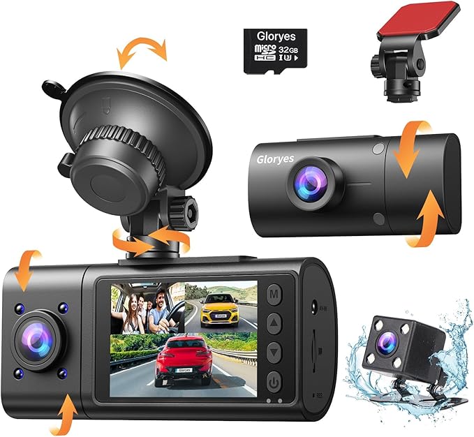 Dash Cam, 3 Channel Dash Cam Front and Rear Inside, Interior Car Camera, 2.5K/1440P Single Fr,Fr+Interior, Front+Rear Dash Camera for Cars Taxi with Night Vision, Parking Monitor 1S Recording