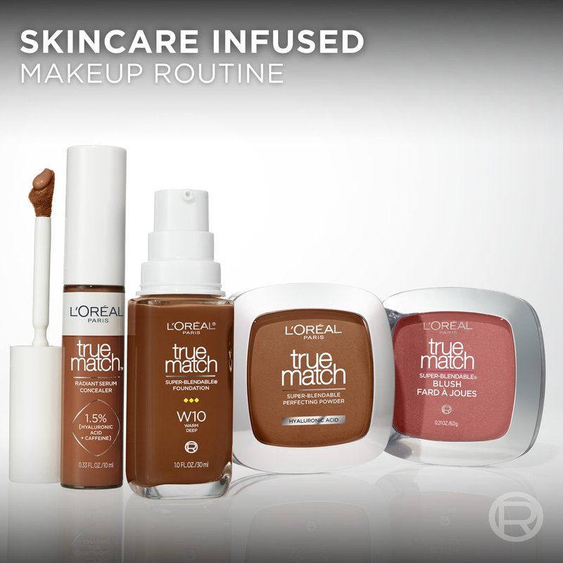 L'Oreal Paris True Match Super-Blendable Foundation, Medium Coverage Liquid Foundation Makeup, C3, Light Medium, 1 Fl Oz