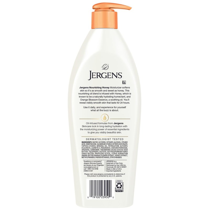 Jergens Nourishing Honey Dry Skin Moisturizer, with Illuminating Hydralucence Blend, Skin Nourishing Formula, Dermatologist Tested, 16.8 Oz, Pack of 4