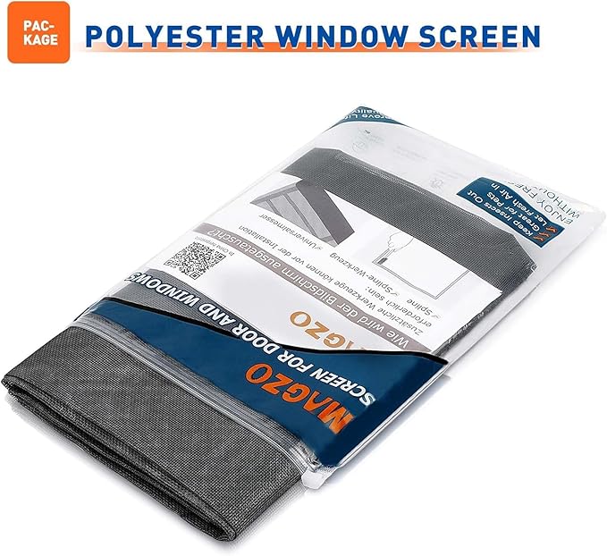 MAGZO Window Screen Replacement Mesh 48"W x 99"L - Pet Resistant Premium & Durable Polyester Screen Door Mesh, Allows Fresh Air in, DIY Repair Kit Includes Tool for Sliding Doors,Windows,Patio, Black