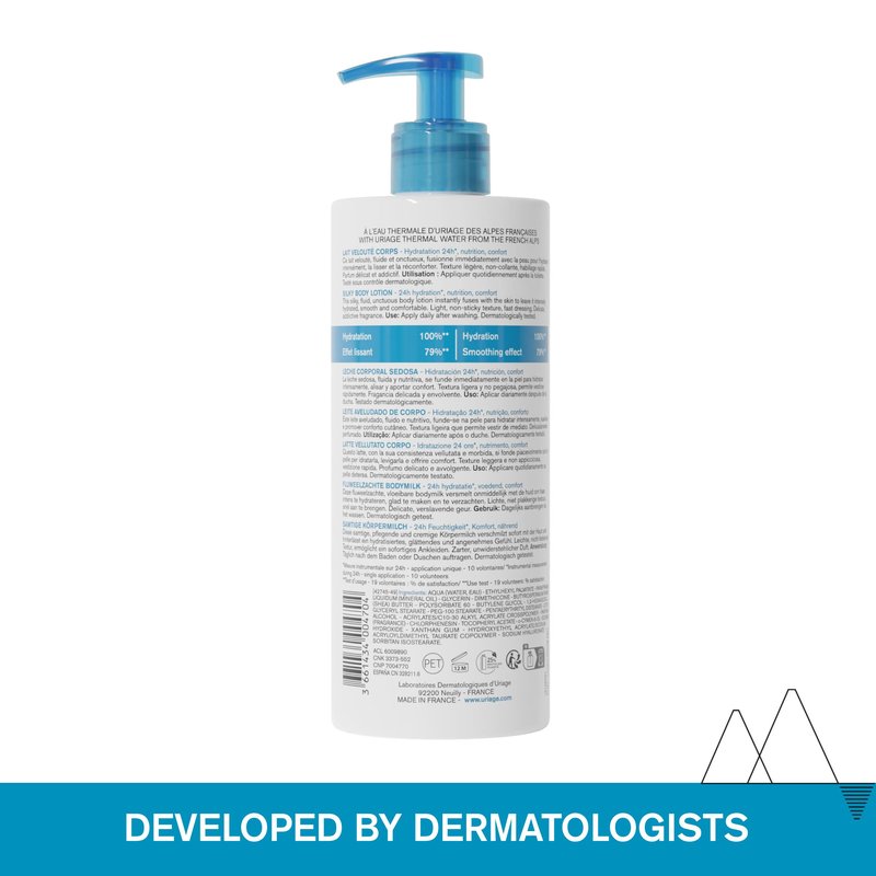 Uriage Eau Thermale Moisturizing Body Lotion With Shea Butter & Hyaluronic Acid, Hydration For 24 Hours, Light Silky Body Moisturizer, Lovely Floral Scent