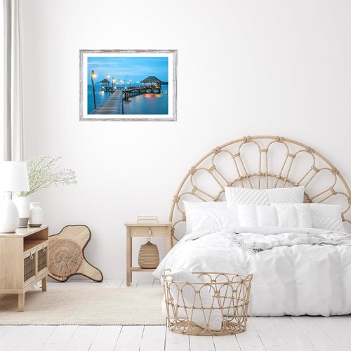 JCJMY Rustic White Picture Frame - 12x16 with 11x14 Mat for Wall Display | Durable Plexiglass