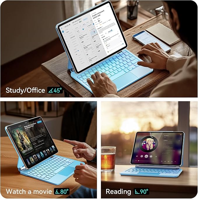 everylikit for iPad Pro 11 inch Case with Keyboard,Keyboard Case for iPad Air 11 inch (M2) 2024 & iPad Pro 11 in (1st/2nd/3rd/4th Gen),Magic-Style Magnetic - Backlit Keyboard (Blue)