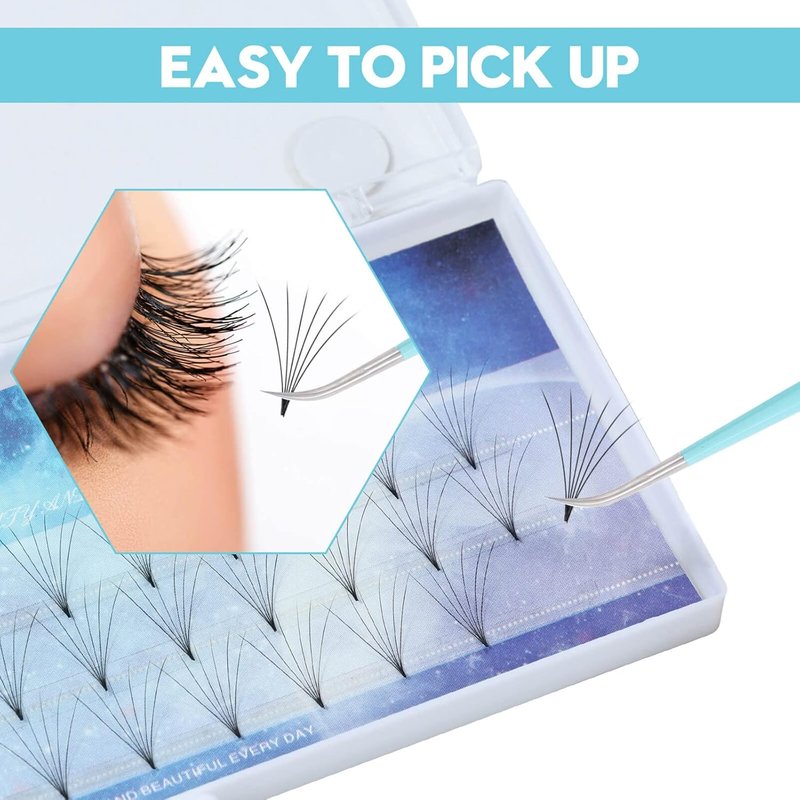 Lash Tweezers for Eyelash Extensions - Professional 5-Piece Curved Isolation Set | Blue Fiber Tip