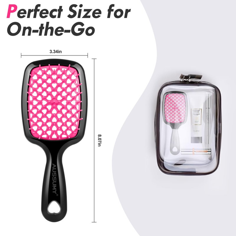Aussumy 4 Pack Vented Detangling Hair Brush - Detangler Hairbrush with Soft Bristles for Effortless Tangle Free - Ideal for Wet Dry or Curly Damaged Hair for Women Men Kids