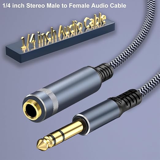 GOSYSONG 1/4" Male to Female Stereo Headphone Guitar Cable - 25ft Quarter Inch Extension