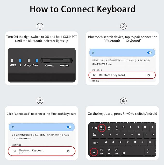 for Samsung Galaxy Z Fold 7 6 5 Keyboard and Mouse, Portable Mini 7.9 inch Bluetooth Keyboard with Leather Case and Capacitive Pen, 4 in 1 Travel Set for Z Trifold fold7 Accessories