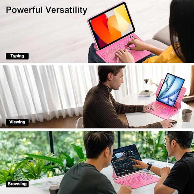GGQFGTOJ Keyboard Case for iPad Air 13 inch (M3 2025/M2, 2024),iPad Pro 12.9 inch (3/4/5/6th Gen),Magic-Style Magnetic – Floating Cantilever Stand – Backlit Keyboard Case with Multi-Touch Trackpad