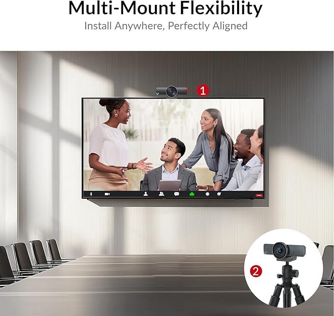 AV Access 4K Conference Room Camera - 1/1.8" CMOS, Gesture Control, Auto Framing, Presenter Tracking, Individuals Gallery, Dual Noise-Canceling Mics, Privacy Cover, 120° FOV, ePTZ 5X Zoom Webcam