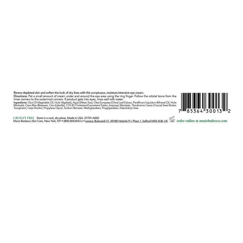 Mario Badescu Olive Eye Cream for Dry & Sensitive Skin | Rich Under Eye Cream with Olive Leaf Extract & Cocoa Butter | Nourishes Dry Under Eyes | 0.5 Ounce (Pack of 1)