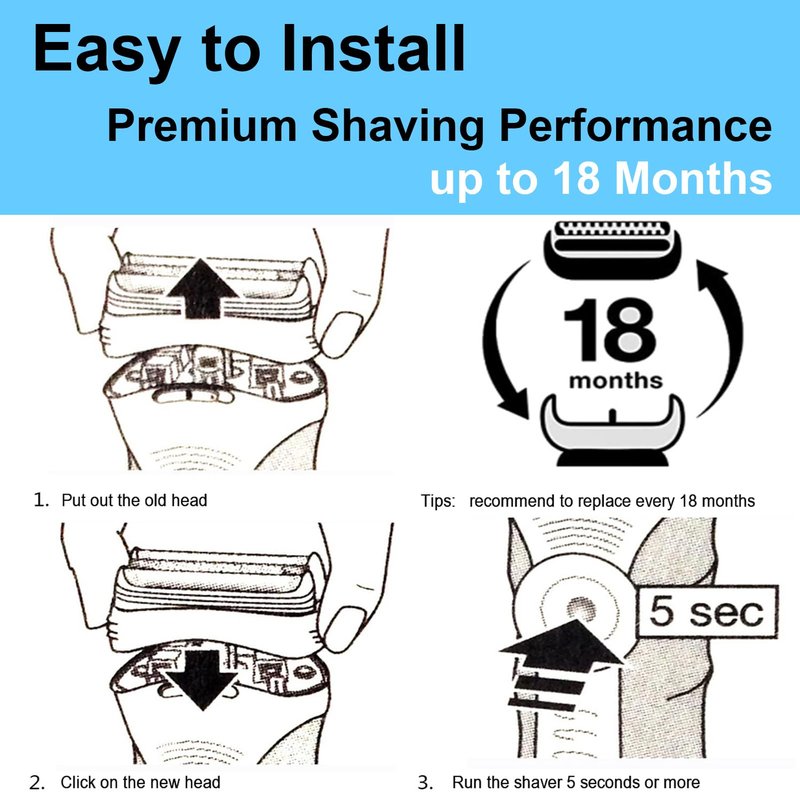 Series 3 Replacement Head for Braun Electric Shaver -21B- Compatible with Braun Electric Razors 300s, 310s, 3010BT (1 Pack)