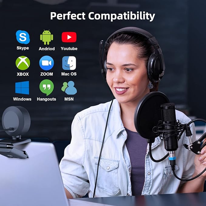 VITADE Streaming Webcam with Adjustable Ring Light, Full HD 1080P Webcam with Dual Microphones and Advanced Auto-Focus,Pro Web Camera for Online Learning, Zoom Meeting Skype Teams, Gaming Laptop