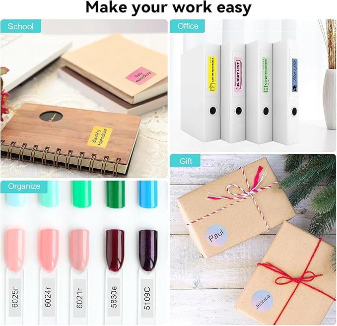 lopevi Label Maker Machine - Portable Bluetooth Mini Label Printer - Smartphone Handheld Thermal Sticker Small Labeler Multiple Templates Font Icon Inkless Custom Label for Home Kids School Items