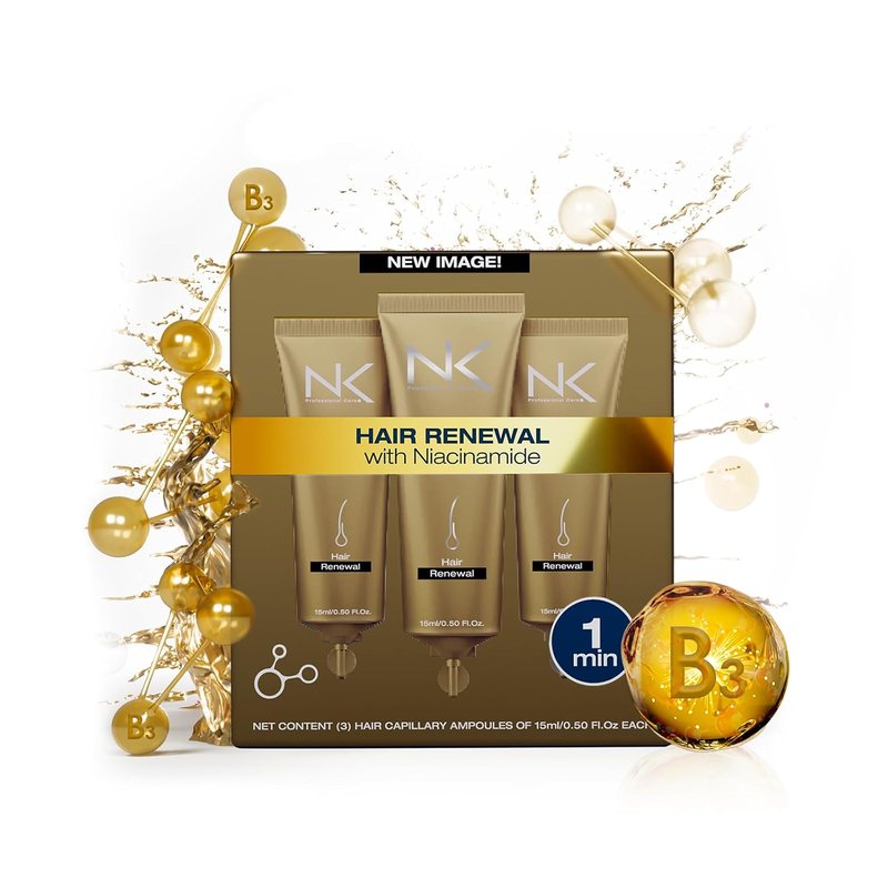 NK Professional Care Hair Repair Kit - Niacinamide Shampoo, Mask & Ampoules | Strengthens & Restores Damaged Hair | 3-Piece Set
