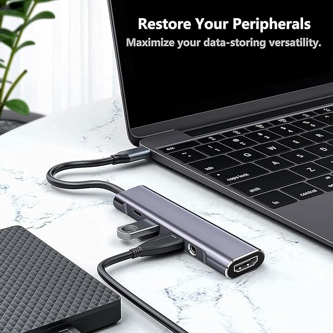 USB C to HDMI Adapter Dex Dock for Galaxy S25/S24/S23/S22/Note20/TabS9/S8/S7,Type-c hub with 3.5mm Audio Jack,4K HDMI,USB3.0,PD 60W,Adapter for iPhone 15/iPad Air 4/5,iPad mini 6,Nintendo Switch1