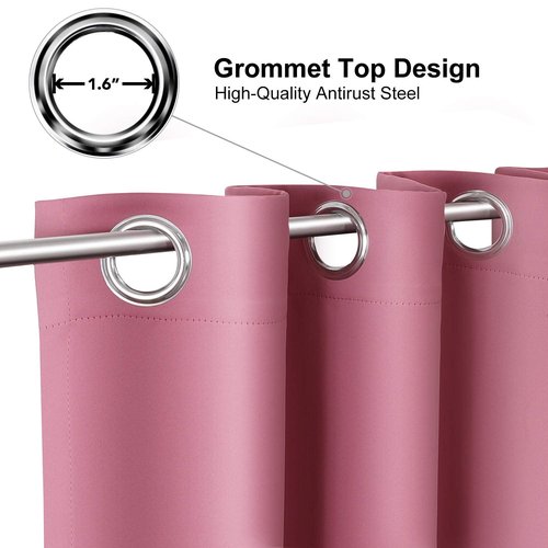 ChrisDowa Room Darkening Curtains 80 Inches Long 2 Panels Set for Living Room, Grommet Thermal Insulated Blackout Curtains for Bedroom (Pink, 52 x 80 Inch)