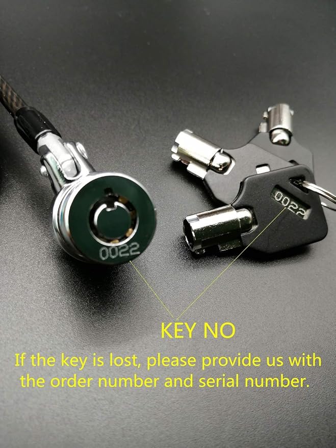 LORADAR 5Pack Single Package keyed Alike Security Hardware Cable Lock Kit Laptop Lock 5Keys 6.2Ft for Monitors, Laptops, MacBooks, Tablets, iPad,Mac mini (5PCS keyed Alike)