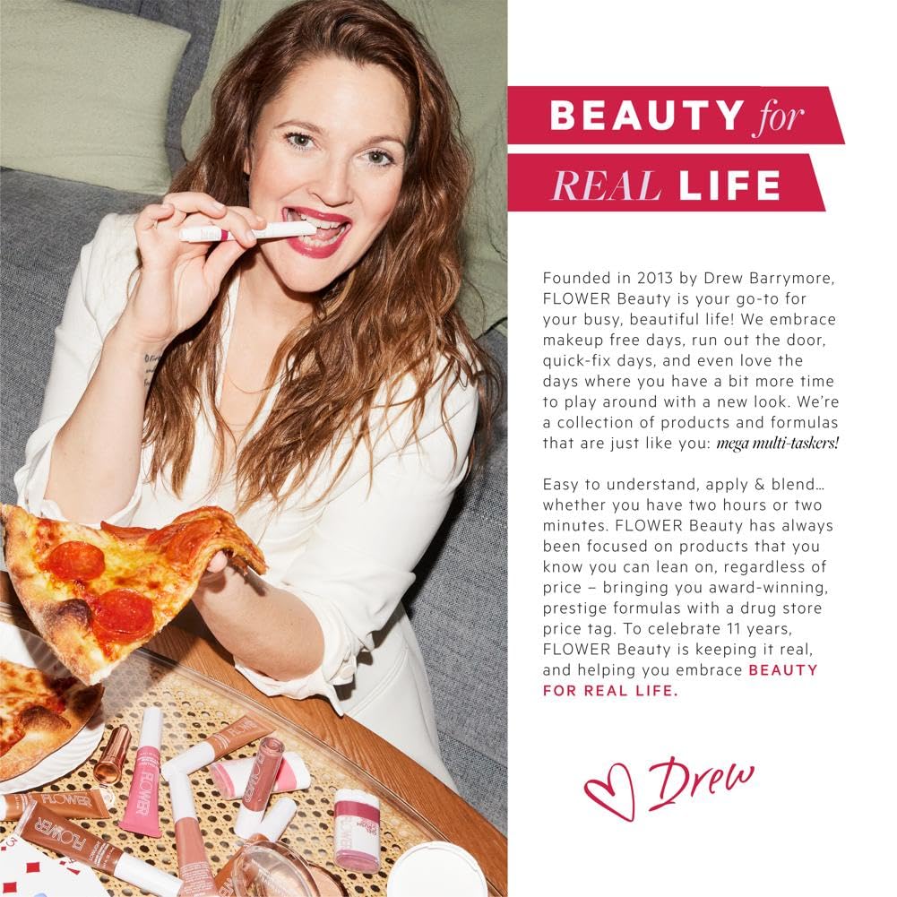 FLOWER Beauty By Drew Barrymore Volumizing Mascara - Warrior Princess - With Clump Free Technology for Lash Lengthening + Lash Lifting + Curling - Washable + Defining + Buildable - Black