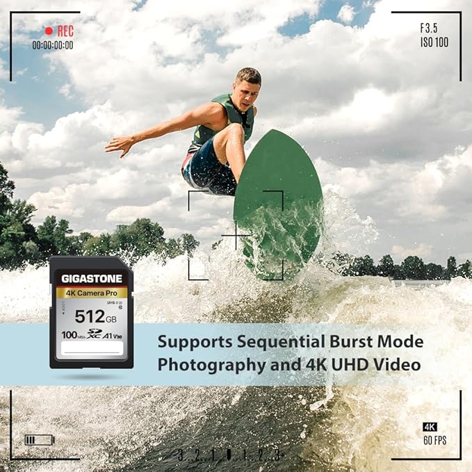 【5-Years Data Recovery】 GIGASTONE SD Card 512GB Memory Card 4K Pro Series Speed Up to 150MB/s Compatible with Digital Camera, SDXC A1 V30 UHS-I