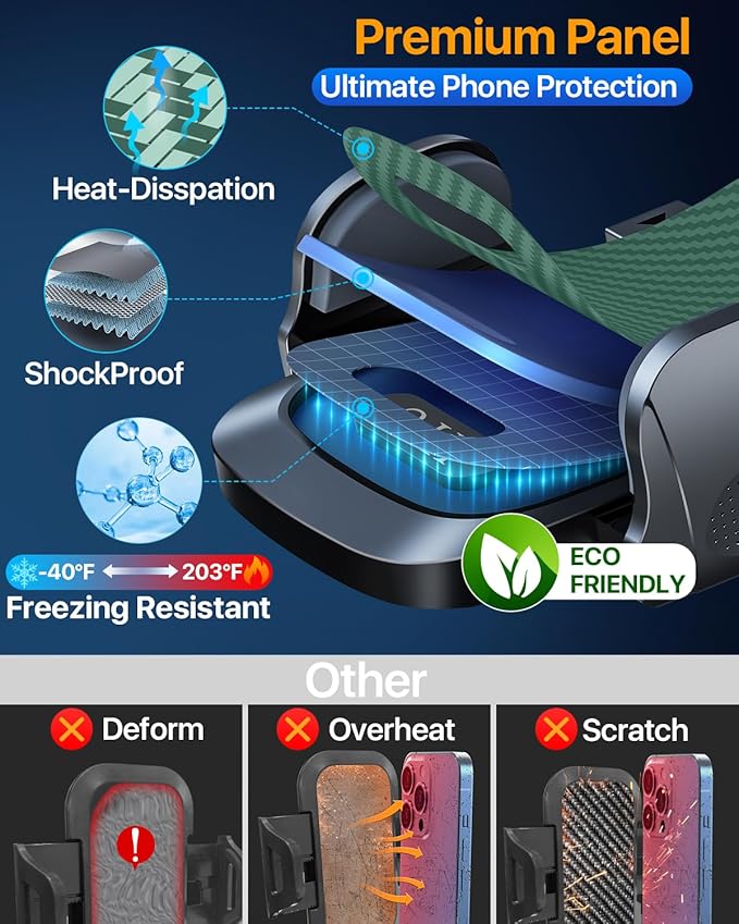 HTU 2026 Ultimate BestใTrue Military-Grade & Safety CertใCar Phone HolderใUpgraded 360 Rotation & 100+LBS Strongest Suctionใ5-in-1 Truck Windshield Dashboard Vent Mount Stand for iPhone Android, Green
