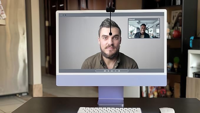 Center Cam V2 Center-Mounted Webcam — The Original Eye Contact Webcam, 1080p HD, Flexible Arm, for Zoom/Teams/Meet, Mac/PC/Linux