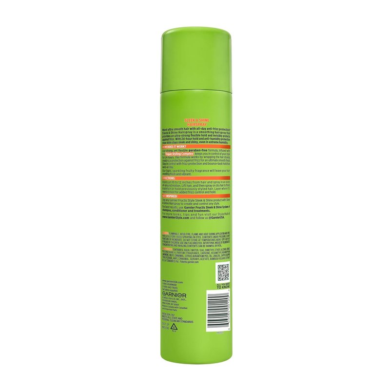 Garnier Fructis Sleek & Shine Anti-Humidity Hairspray - Ultra Strong Hold, Frizz Protection, 8.25 Oz