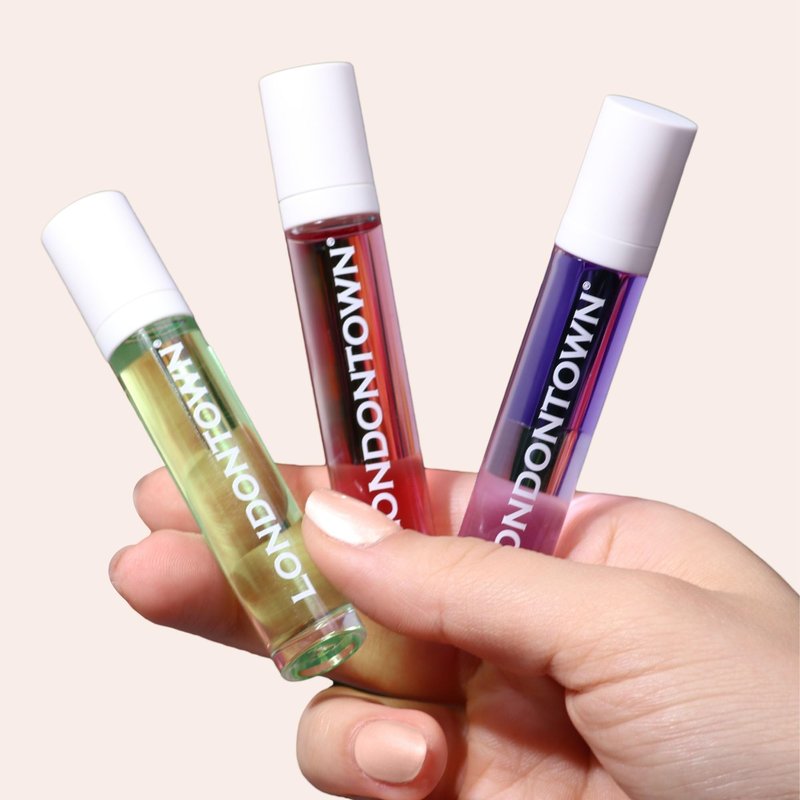 LONDONTOWN Roll and Glow Cuticle Oil - Nail Care Strengthener and Moisturizer for Dry Cracked Cuticles, Travel-Friendly Nail Treatment - Set of 3, 0.2 Fl oz