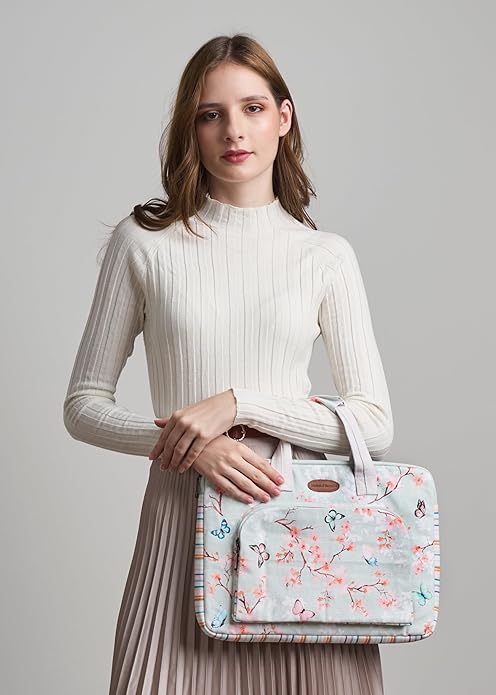 Maison d'Hermine Laptop Bag with Pocket Upto 15.5 inch Stain and Water Repellent Cotton Canvas Spring Summer (Blossoms in Spring)