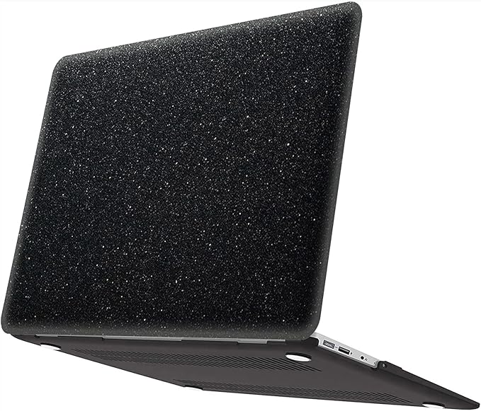 AMCJJ Compatible with MacBook Air 13 Inch Case 2017 2016 2015 2014 2013 2012 2011 2010 Release A1466/A1369, Shiny Plastic Hard Shell Case & Keyboard Cover,Glitter Black