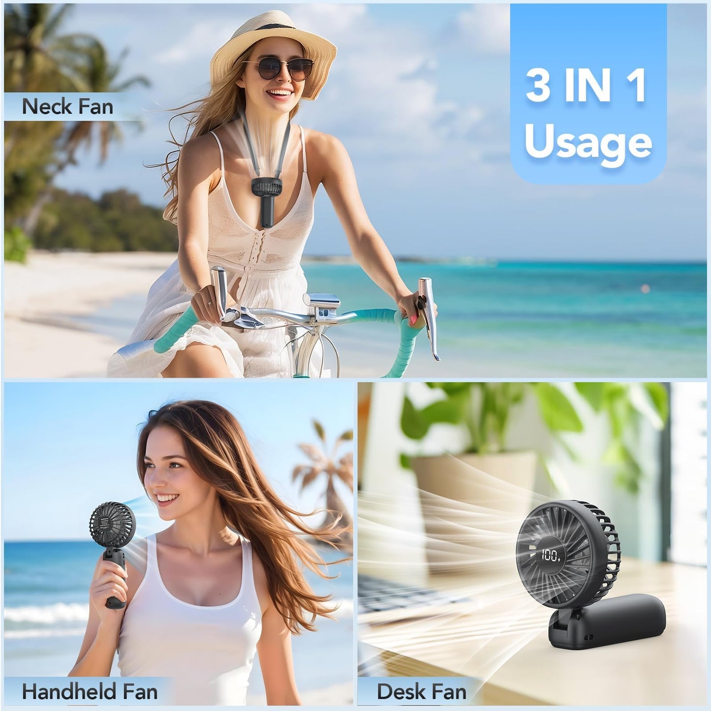 PANERGY Handheld Fan Foldable, 5000mAh Rechargeable Hand Fans with Powerful Cooling, 4 Speeds, LED Display, Portable Fan for Travel,Concerts,Makeup,Lash,Outdoor Events,Gifts Women