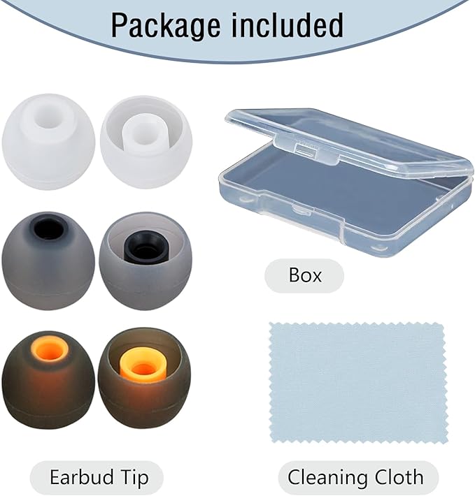 MMYQXI Earbud Replacement Tips Silicone Earbud Tips Earbud Covers Fit for in-Ear Headphones (Inner Hole 3.8mm -5.1mm) Ear Tips Earbud Rubber Tips 9 Pairs S/M/L