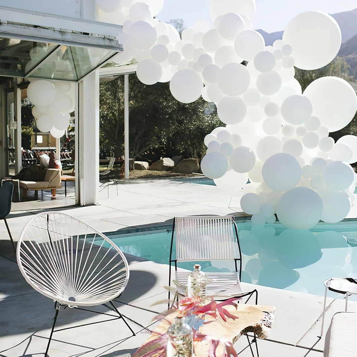 PartyWoo White & Light Blue Balloons - 100 Pcs Each, 12 Inch Perfect for Celebrations