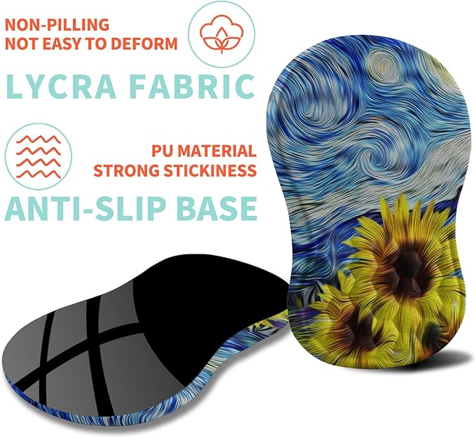 Kuosgm Ergonomic Mouse Pad Wrist Support with Memory Foam Massage Bulge, Carpal Tunnel Pain Relief Mousepad Wrist Rest for Mouse(12x8 inch,Sunflower)
