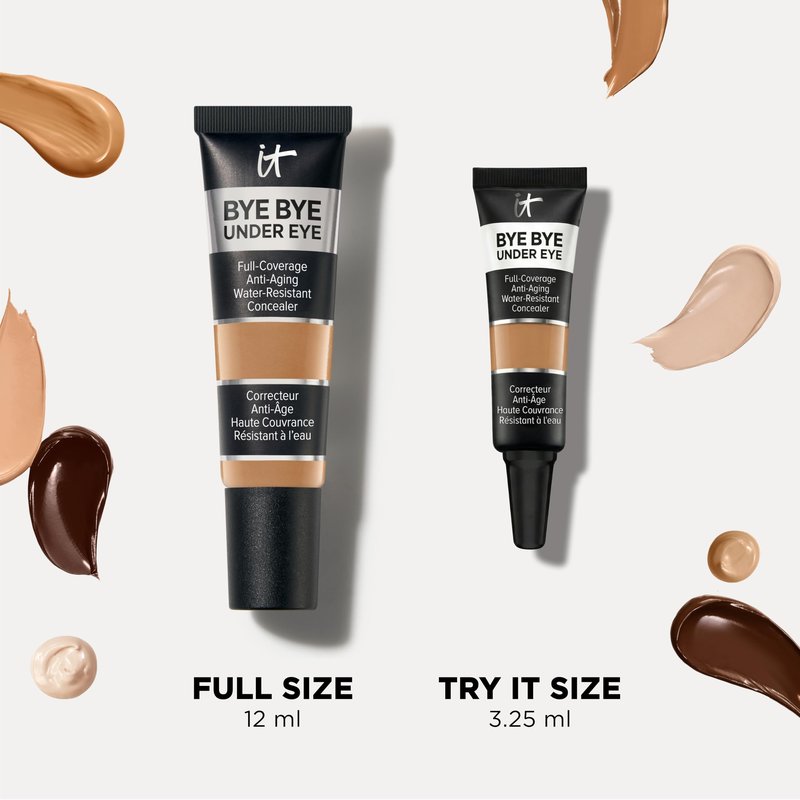 IT Cosmetics Bye Bye Under Eye Concealer Travel (Light Natural) - Waterproof, Full Coverage Brightening Concealer For Dark Circles, Fine Lines, Redness & Discoloration, Anti-Aging 24H Wear- 0.11 fl oz